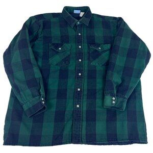 GFC Trading Co. Buffalo Plaid Flannel Shirt Men's XL Green Button Up Long Sleeve
